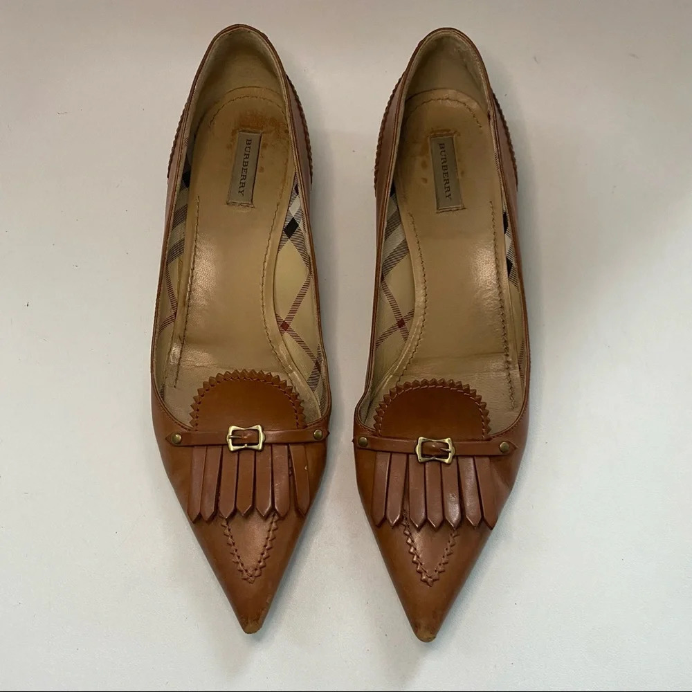 Vintage Burberry Brown Leather Low Heel Loafers - Picture 10 of 13
